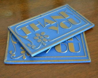 1977 John Wright Send-A-Metal Postcards - Set of 2 - Thank You Postcard - Vintage Metal Postcards