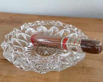 Vintage Heavy Cut Glass Cigar Ashtray/Vintage Tobacciana/