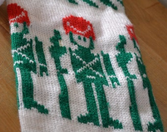 Vintage Soldier Christmas Stocking/Knitted Christmas Stocking