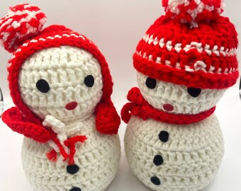 Handmade Christmas Decorations/Vintage Handmade Snowman and Snowlady