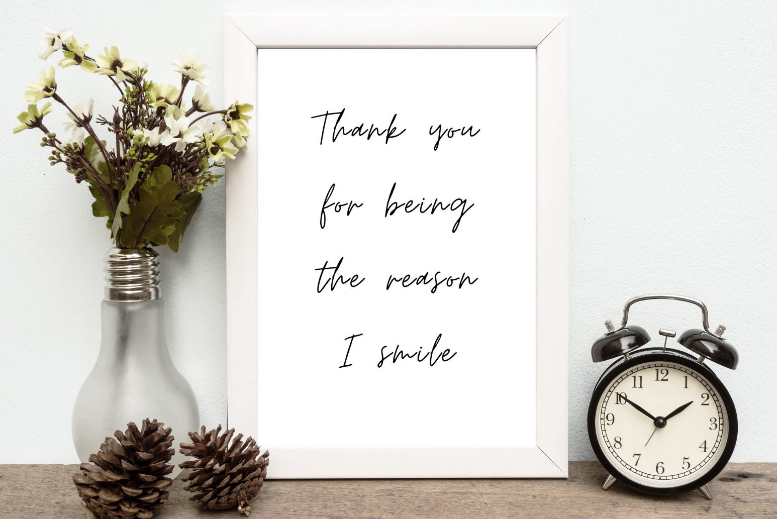 Thank You for Being the Reason I Smile, Minimal Wall Art, Digital Print Download, Life Quote