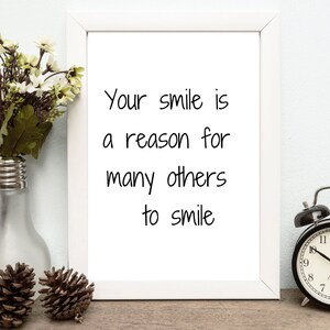 Your smile is reason for many others to smile, Winnie pooh quote, minimal wall art, digital print download, life quote