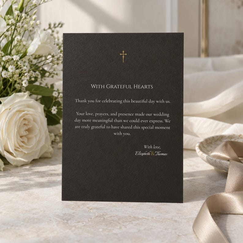 Catholic Wedding Thank You Card Template, Editable Canva Thank You Card ...