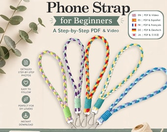 Macrame Braided Phone Strap Pattern, Beginner DIY Tutorial (PDF & Video)