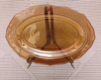 Vintage Federal Glass Normandie Marigold Depression Glass Oval Serving Platter