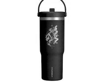 Flaming Script Monogram Nomad Tumbler 32oz | Stainless Travel Mug