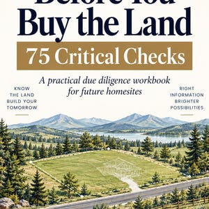 May include: A book cover titled PlotToPlan: Before You Buy the Land, 75 Critical Checks. It features a landscape illustration of a grassy plot with a house outline, mountains, and a lake. Text includes: Plan Smarter, Build a Brighter Tomorrow.
