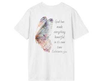 Watercolor Butterfly Wings Ecclesiastes 3:11 Scripture Tee