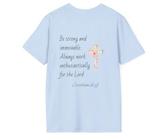 Floral Watercolor Cross T-Shirt | Christian Faith Tee, Small Chest Design