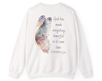 Pastel Butterfly Scripture Sweatshirt | Ecclesiastes 3:11 Crewneck