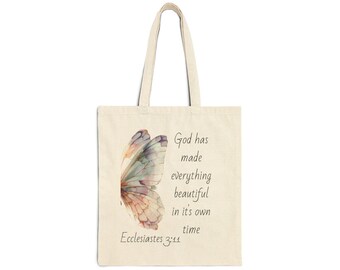 Butterfly Wing Scripture Tote Bag | Ecclesiastes 3:11 Quote