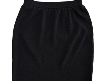 St John Basics Black Santana Knit Wool Blend Pencil Skirt - Women's Classic Knee-Length Skirt - Size S/M