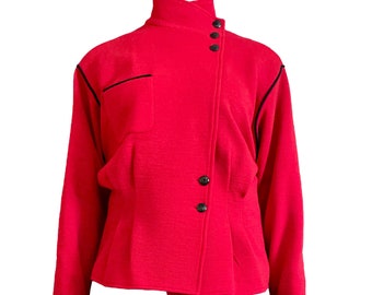 Ungaro Ter by Emanuel Ungaro 1980s Red Wool Power Suit Jacket Blazer Coat Vintage