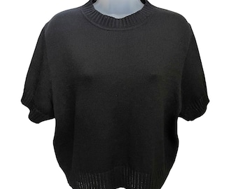 Maglione a maniche corte St John Vintage nero Santana in maglia, vestibilità comoda, taglia S
