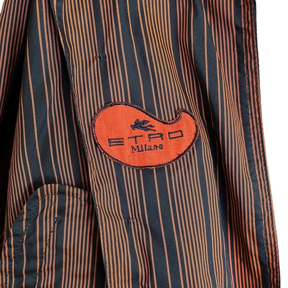 ETRO Milano Striped Navy Blue Orange Turtleneck C… - image 3