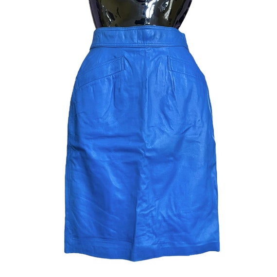Vintage Tannery West Blue Leather High-Waist Knee… - image 1