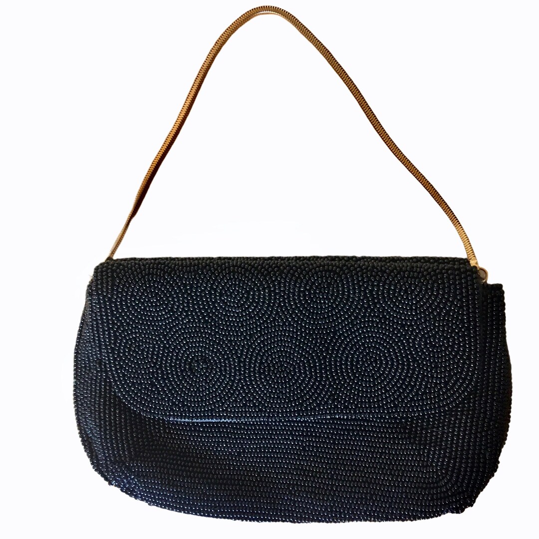 Vintage Harry Rosenfeld black leather shoulder bag with Mother of Pearl clasp Bags | Vintage Harry Rosenfeld Black Leather Shoulder Bag  main image 4
