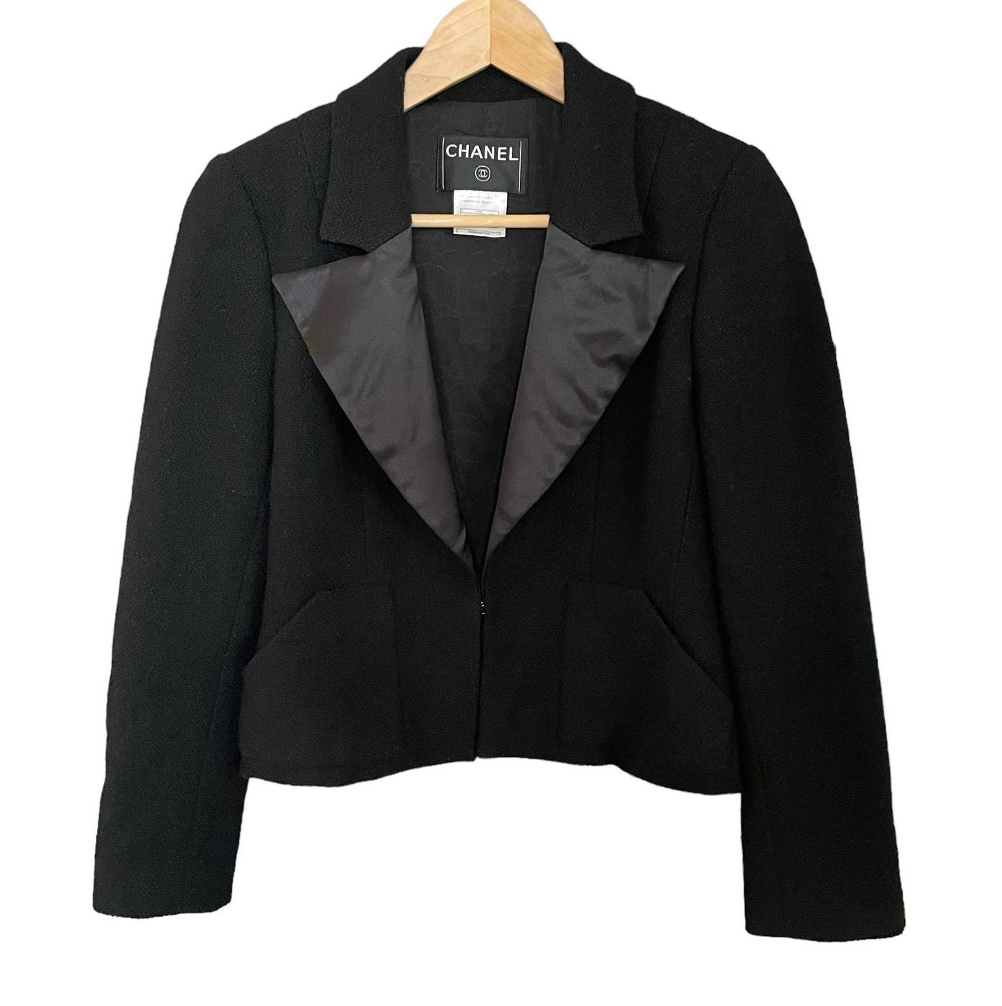 CHANEL Vintage Boucle Black Wool Dinner Jacket - Archival CHANEL Vintage Boucle Black Wool Dinner Jacket - Archival