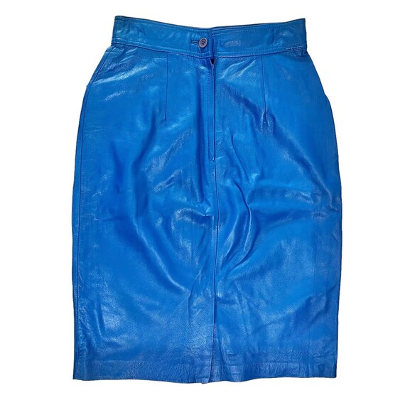 Vintage Tannery West Blue Leather High-Waist Knee… - image 3