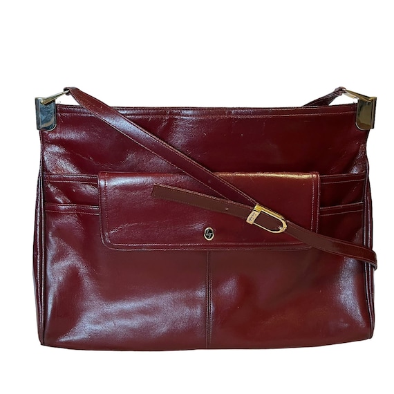 Lou Taylor Vintage Oxblood Red Ultrahyde Shoulder Bag Purse 1970s