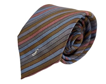 Jacques Fath Paris Vintage Striped Silk Tie - Men's Slim Necktie - Made in Italy