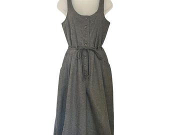 Vintage jaren 60/70 JCPenney Fashions grijze mouwloze midi jumpsuit met wijde pijpen XS/S