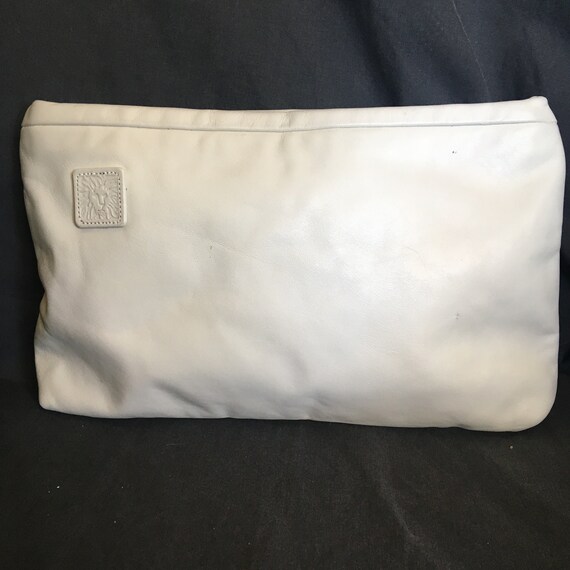 ivory leather clutch bag
