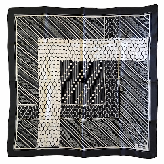 Vintage Paul Poiret Paris Geometric Black & Ivory-