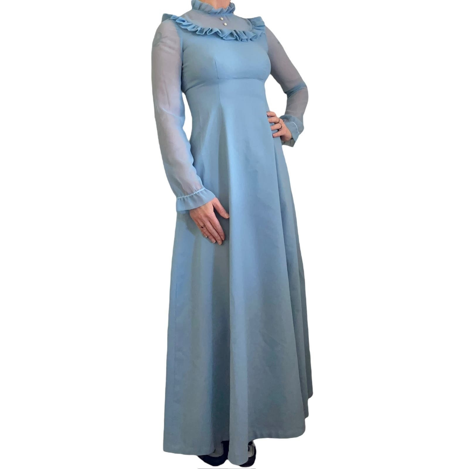 Long Sleeve Bridesmaid Dress Dusty Blue - Etsy