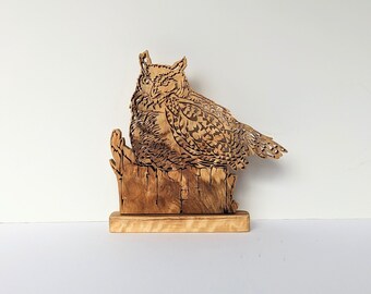 Seated Great Horned Owl Scroll Saw Pattern FIS-165 (pdf, jpg)