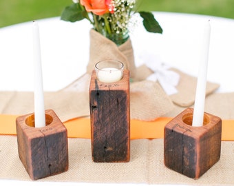 Rustic Votive- Unity Candle Alternative- Set of 3-  Rustic Wedding Ceremony- Personalized Votive Candle Holder-  Unique Home Decor