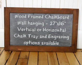 Large Kitchen Chalkboard- Rustic Wood Hanging Chalkboard - Framed Blackboard Sign- Chalk Pencil & Hardware Included