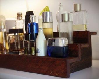 Cologne Bottle Wood Shelf- Perfume Bottle Organizer- Organize Cologne Bottles with a Rustic Wood Single, Double or Triple Shelf