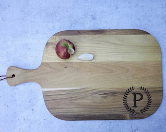Engraved Teak Charcuterie Board – Personalized Newlywed Gift