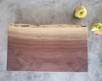 Black Walnut Footed Cutting Board - Personalized Kitchen 5th anniversary Gift - Serving Board - Organic Live Edge Wood Cutting Board 786