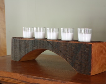 Personalized Candle Holder- Rustic Wood Votive Candle Holder-  5 Glass Votives with Candles Included holder- Unique Home Decor