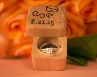 WOOD mini Ring Box- Personalized Natural Ring Box- Rustic Wedding - Best Man Ring box- Wedding Ring Box- Engagement Proposal ring box