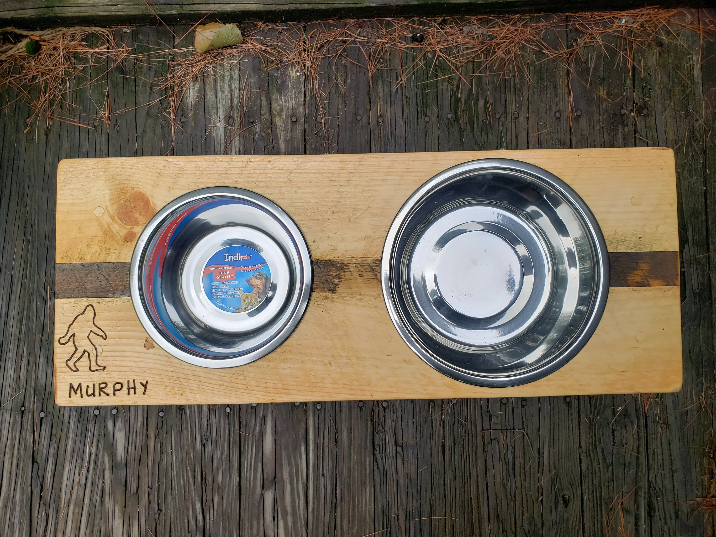 Personalized Cat or Dog Feeder Rustic Wood Elevated Pet | Etsy