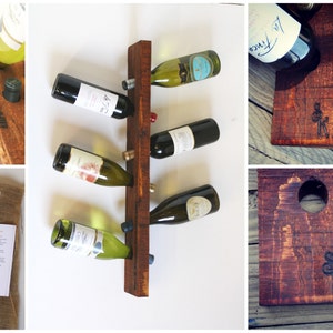 Rustic Wine Rack - Wall-Hanging- Personalized - 6 Bottle - Home Bar Gift Ideas - 5th Anniversary Gift- Wood Wine Rack - Wine Lovers Gifts