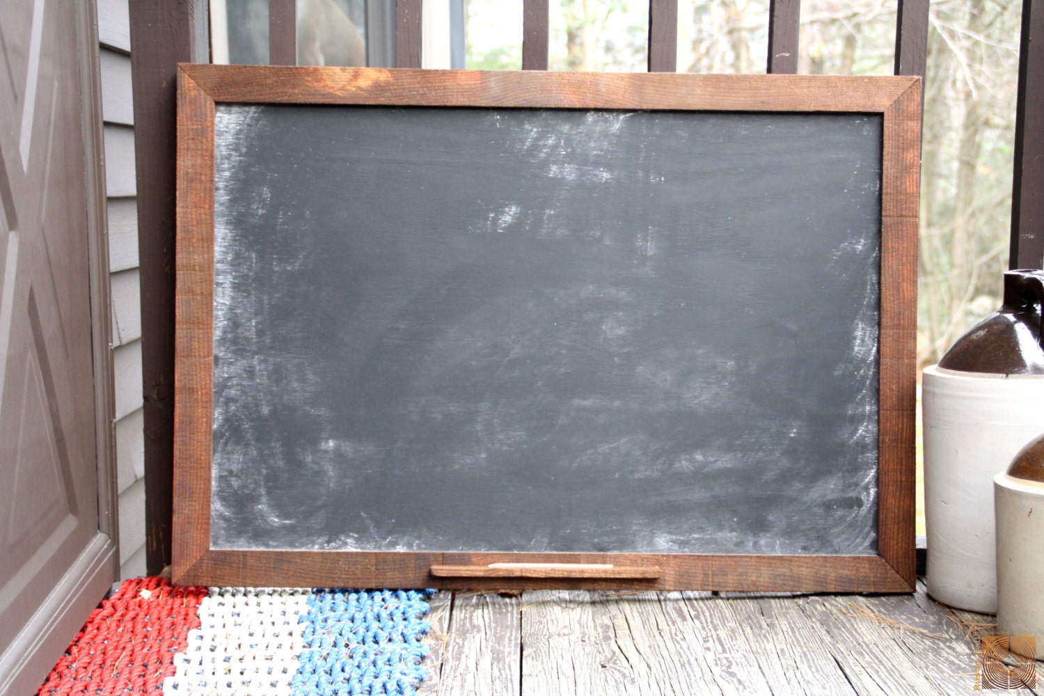 Rustic Wood Framed Chalkboard- Kitchen Chalkboard- Hanging Chalkboard - Framed Blackboard Sign- Chalk Pencil & Hardware Included