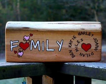 Personalized Sign- Family Names with Hearts - Custom Rustic Wood Sign - Large-Long - Personalized Gift - Handmade Anniversary gift