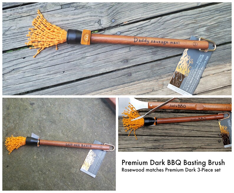 Personalized Grill tool set Engraved BBQ Tools Husband Gift Dad gift Hand engraved custom designed Premium BBQ set Prem Dk- Bastng Brsh