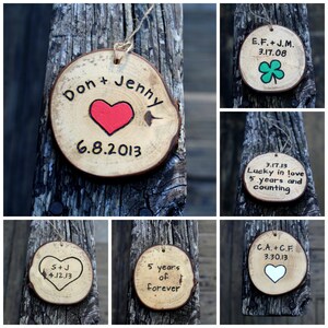 5th & 6th Anniversary Wood Gifts Hand Engraved Ornament Personalized Sign Hanging with Jute tie Gifts under 25 image 3