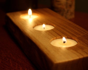 Personalized Rustic Wood Tealight Holder – 5th Anniversary Gift