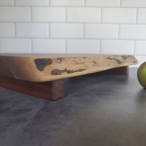 Black Walnut Footed Cutting Board Personalized Kitchen 5th anniversary Gift Serving Board Organic Live Edge Wood Cutting Board 786 image 3