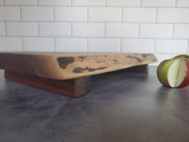 Black Walnut Footed Cutting Board Personalized Kitchen 5th anniversary Gift Serving Board Organic Live Edge Wood Cutting Board 786 image 3