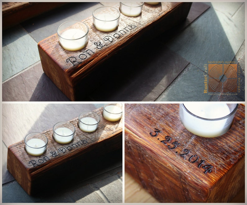 Personalized Candle Holder Rustic Wood Votive Candle Holder Etsy