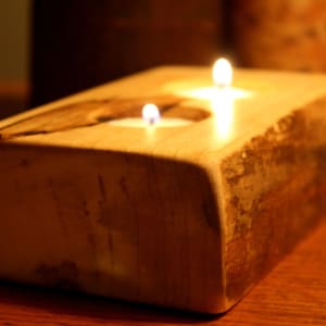 2 Tealight Candle Holder- Personalized Candle Holder- Rustic Home Decor- Unique Wedding Gift - 5th Anniversary Gift