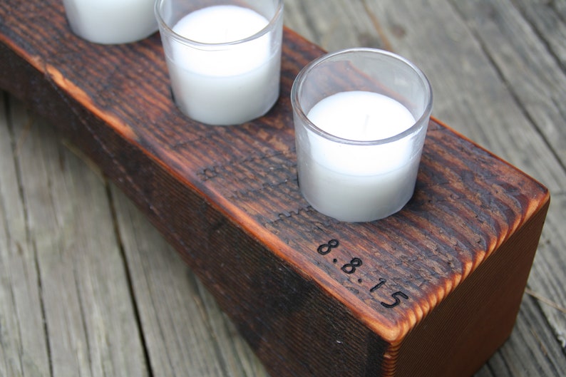 Personalized Candle Holder Rustic Wood Votive Candle Holder Etsy