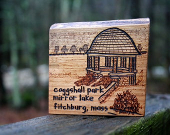 Fitchburg MA City Landmark Collection - Personalized art gifts - Personalized Housewarming Gift - Pyrography